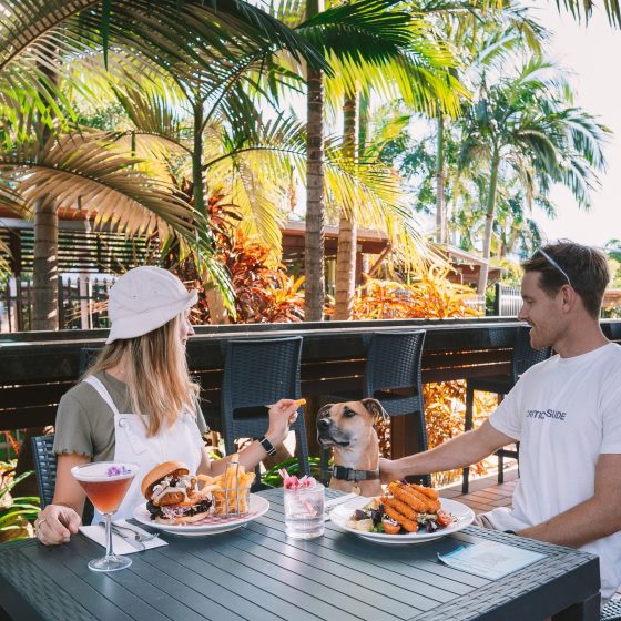 Nibbles Terrace dining with Dog